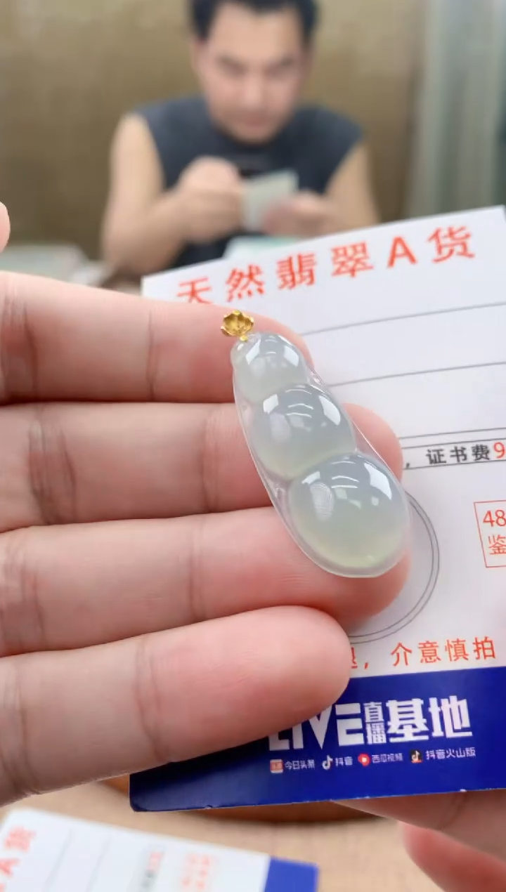 颈饰18K金镶嵌翡翠天然A货翡翠挂件