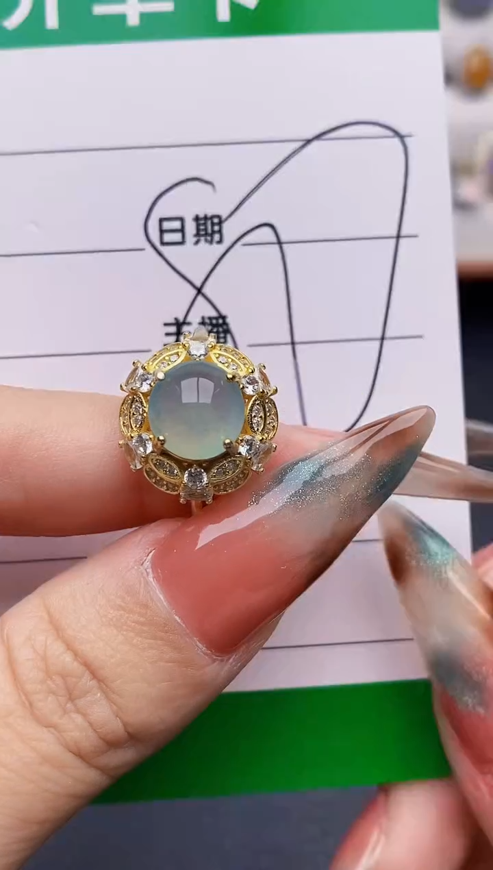 银S925镶嵌戒指翡翠5805