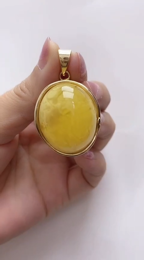 【闪购商品】琥珀裸石银S925镶嵌蜜蜡吊坠