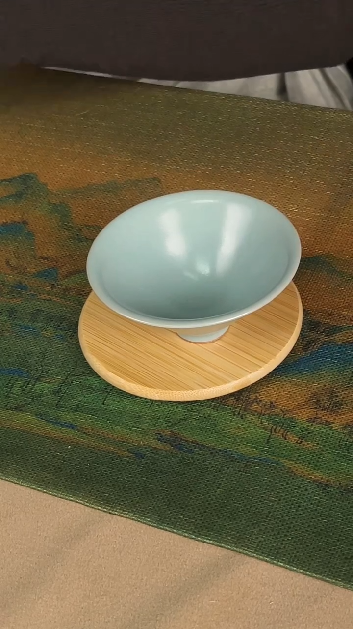 杯子瓷孙现锋 仿古天青釉 斗笠杯