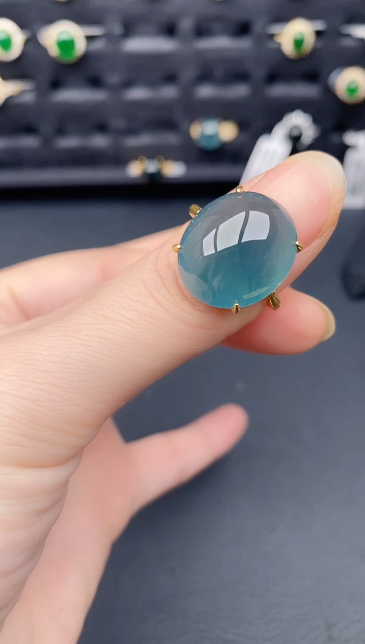 银S925镶嵌戒指翡翠天然a货翡翠160