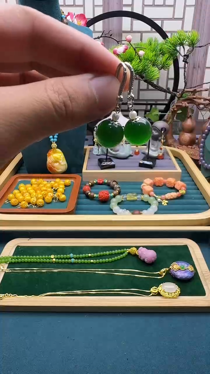 碧玺猫眼耳饰银S925镶嵌E90 