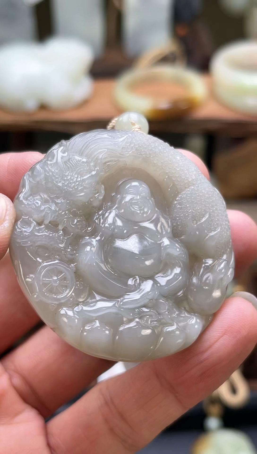 【闪购商品】和田玉吊坠未镶嵌青海烟紫逍遥佛9003044