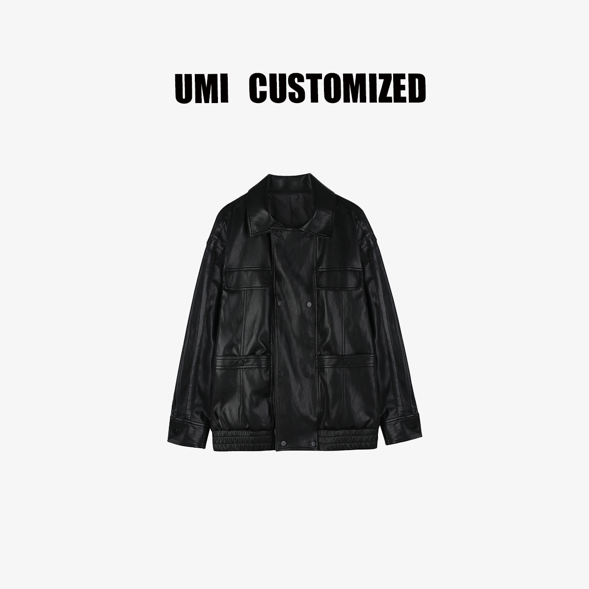 【UMI.】2025【黑松露】秋冬半开领宽松酷飒风高级感皮衣外套#U5011