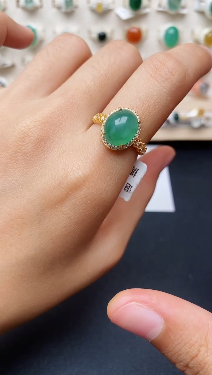 【闪购商品】翡翠戒指银S925镶嵌缅甸翡翠