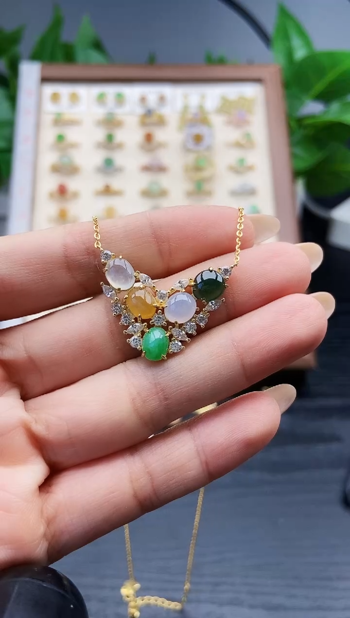 颈饰银S925镶嵌翡翠12