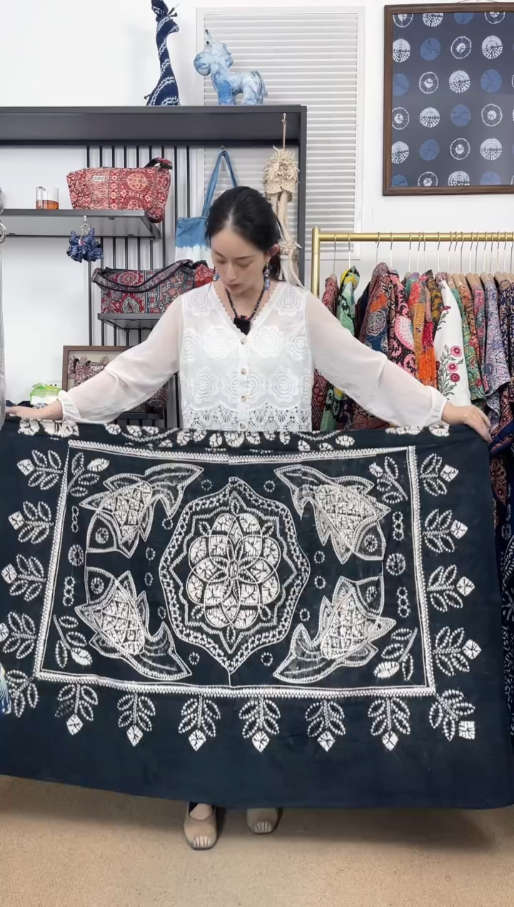 【闪购商品】墨绿八角白族非遗手工扎染裹裙90cm  