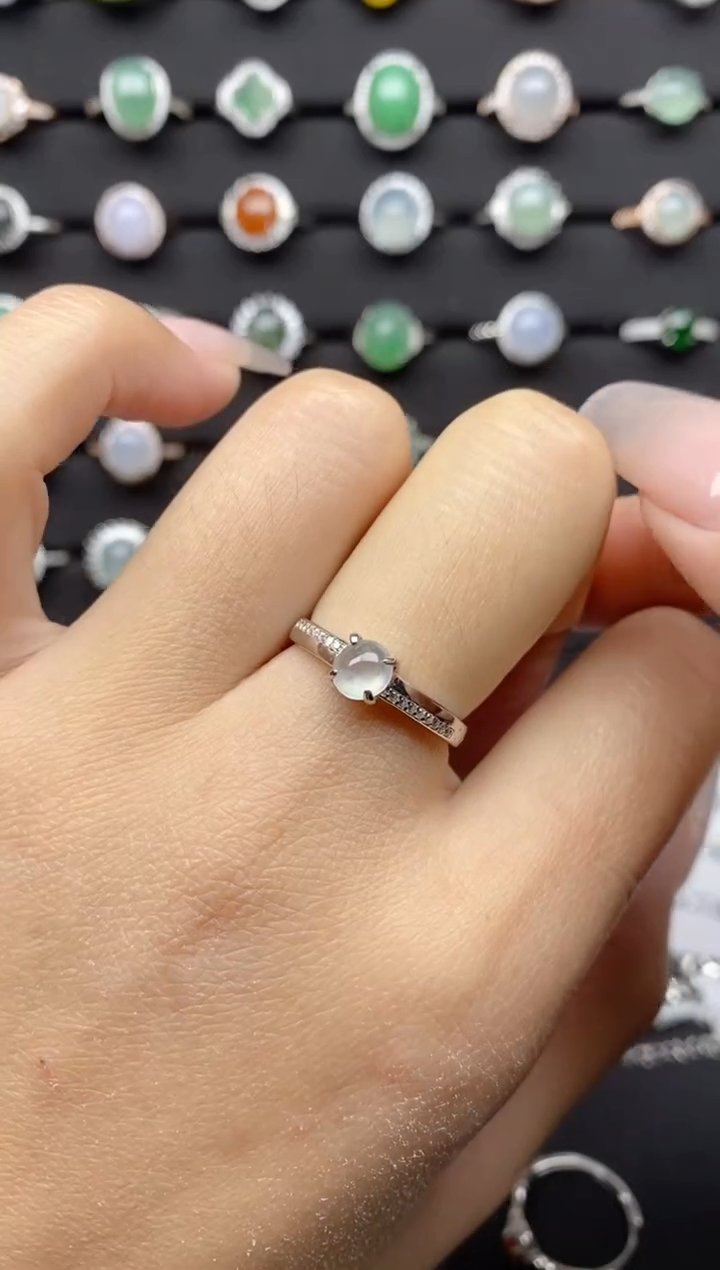 【闪购商品】翡翠戒指银S925镶嵌S925银镶嵌翡翠戒指