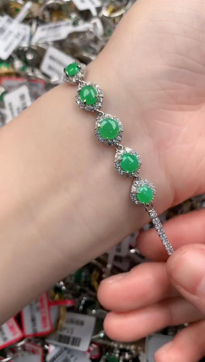 银S925镶嵌戒指翡翠10                     5