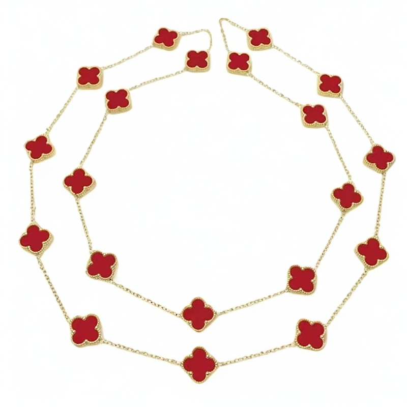 重金版）双旦活动18K金红玛瑙二十花项链 古风优雅高档美丽宫廷风