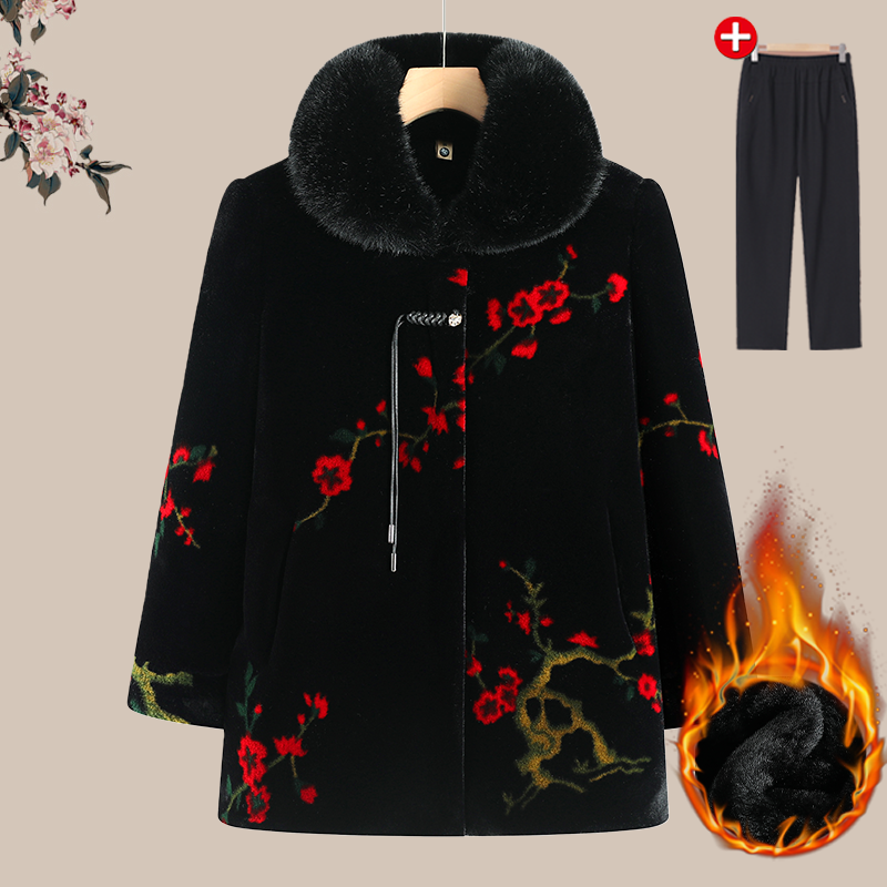 中老年奶奶装秋冬装加绒加厚外套防风大衣女妈妈秋装高档老人衣服