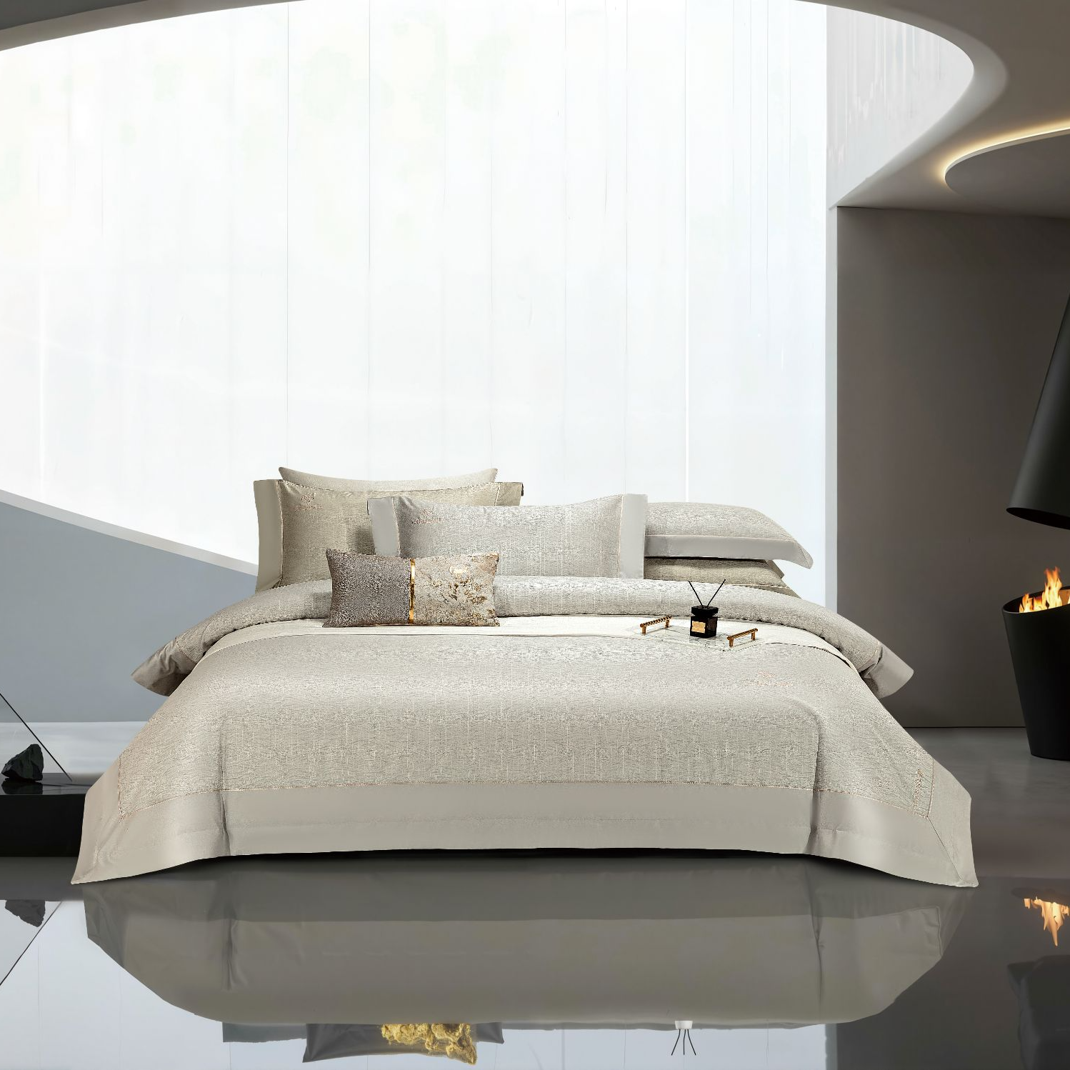 【达尔文】全棉纯棉高支高密色织提宽边工艺款简约高端四件套