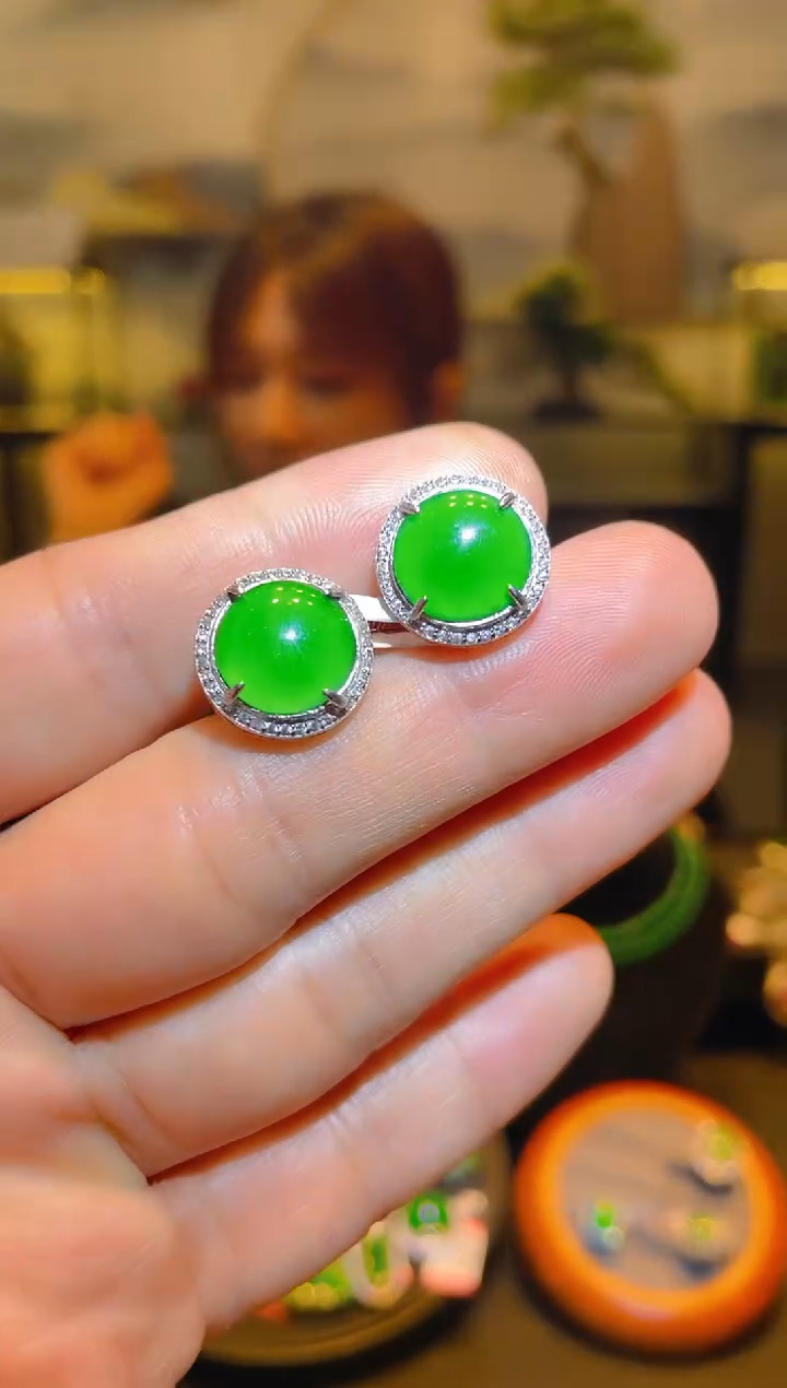 翡翠银S925镶嵌颈饰天然A货翡翠A46