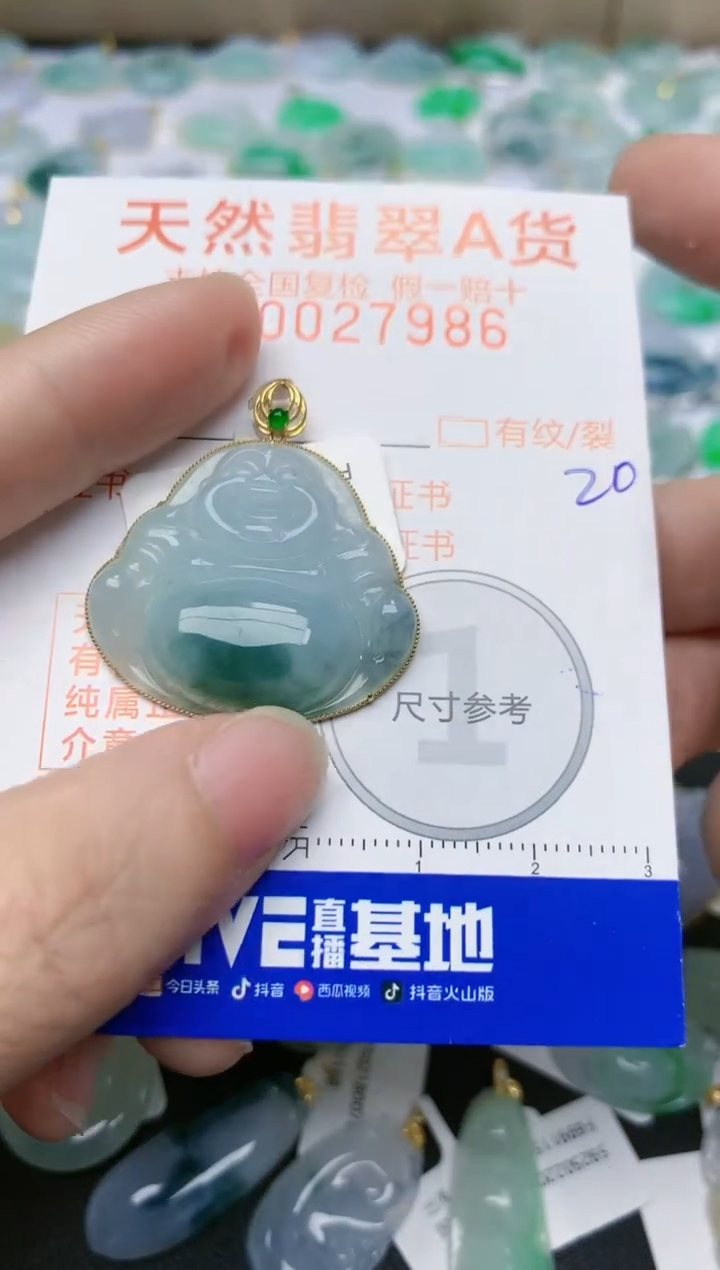 【闪购商品】翡翠颈饰18K金镶嵌天然翡翠A货    