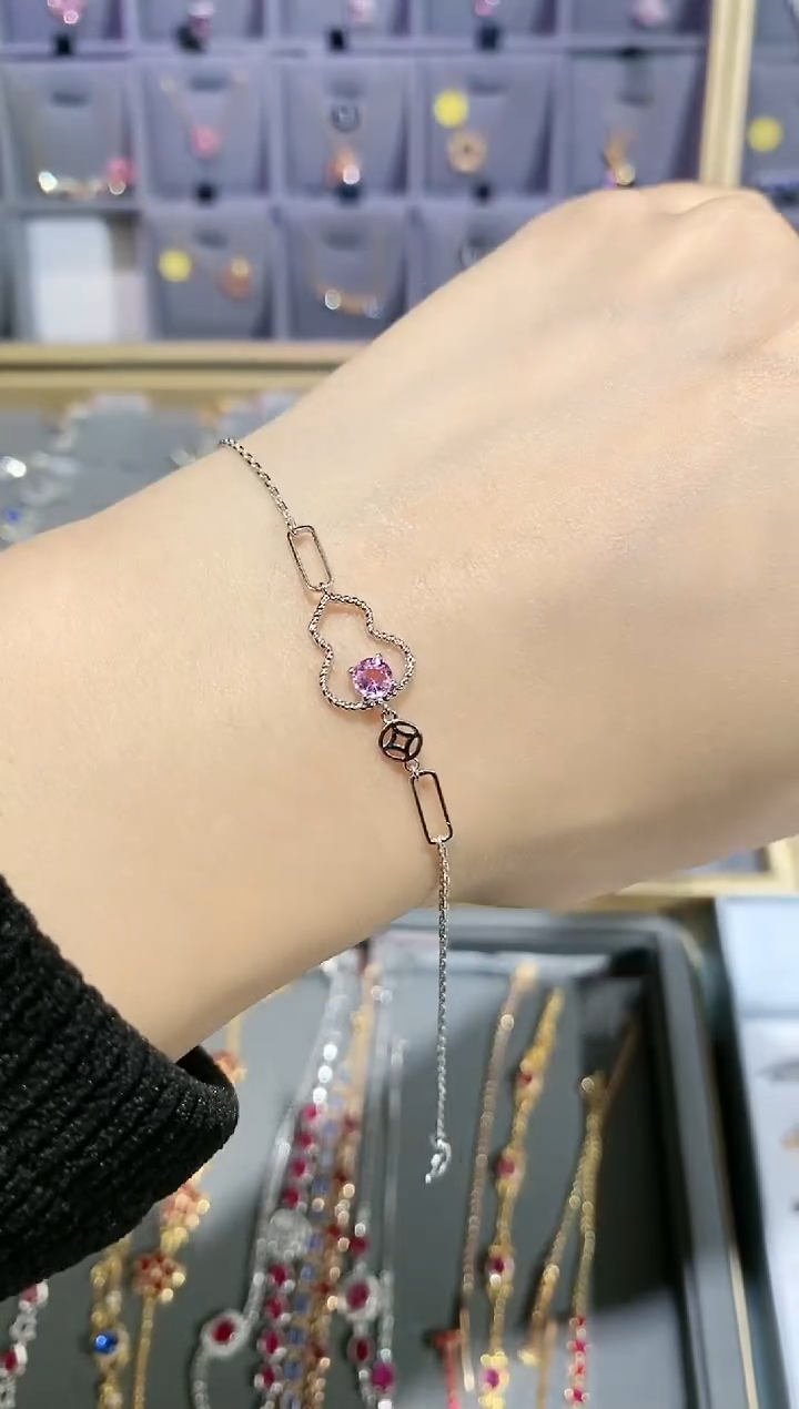 【闪购商品】彩色蓝宝石手链18K金镶嵌手链