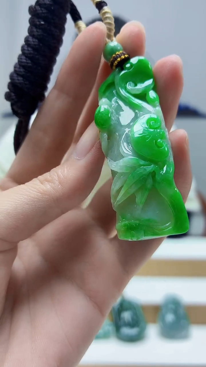 未镶嵌定制翡翠4898zm-毛货挂件竹节86