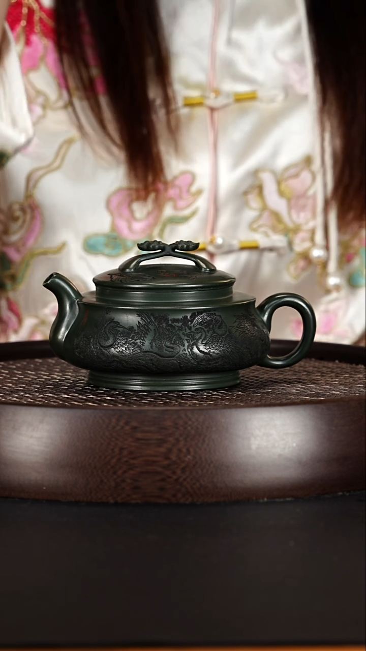 茶壶紫砂宜兴紫砂壶明国绿泥如意280cc