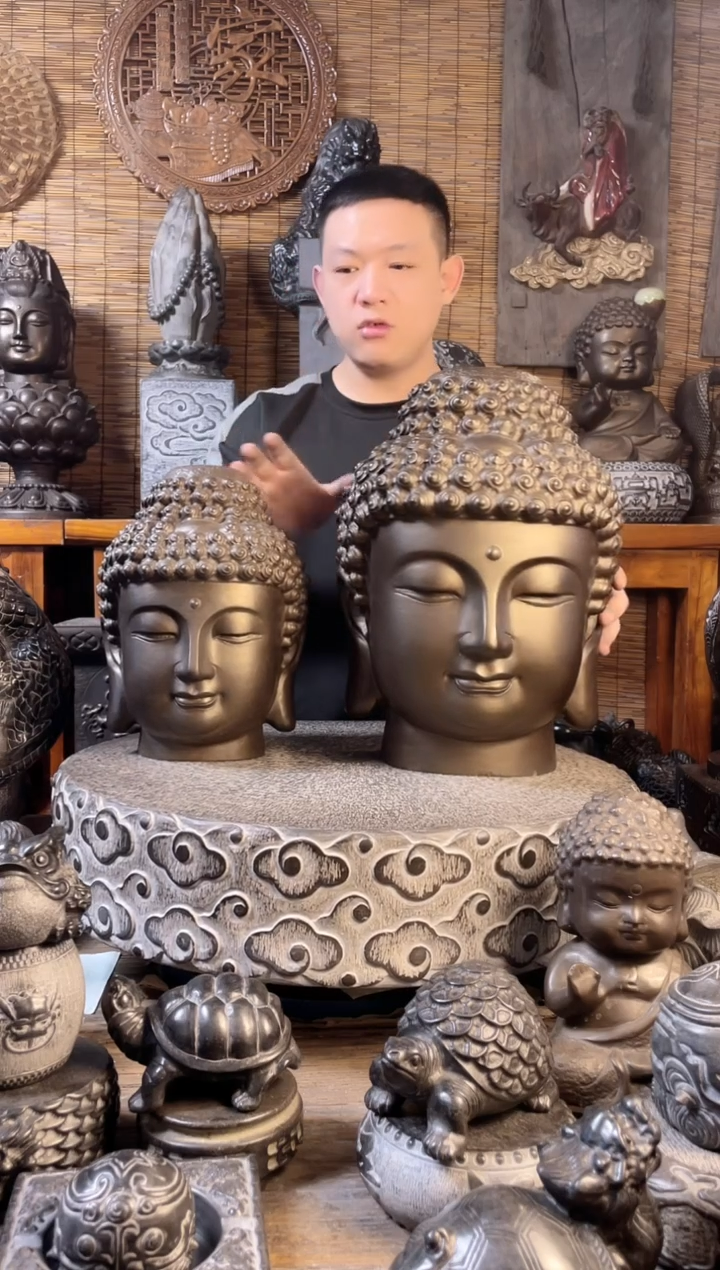 【闪购商品】30佛头天然青石雕刻