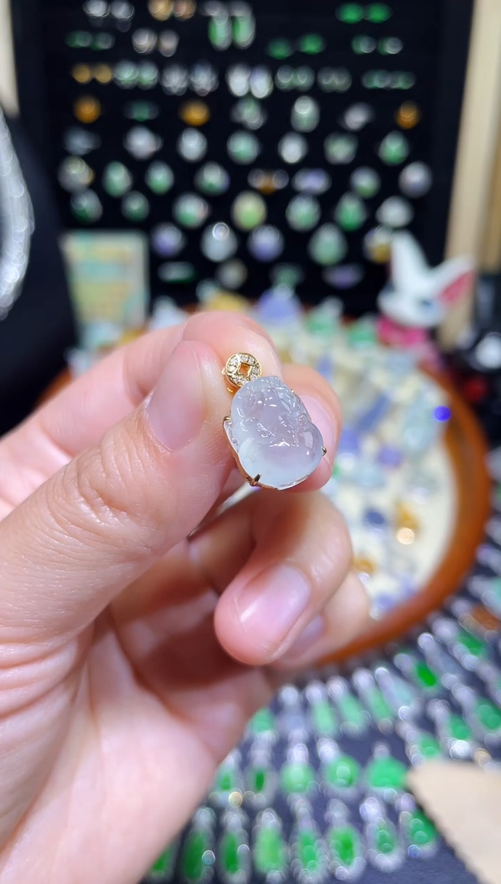 【闪购商品】翡翠颈饰18K金镶嵌高冰胶金蟾吊坠