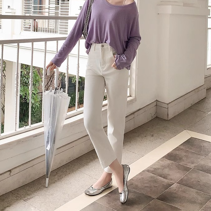 减磅三号薄牛仔弹力抗菌凉感直筒小个子U【50系列】牛仔裤高腰裤子