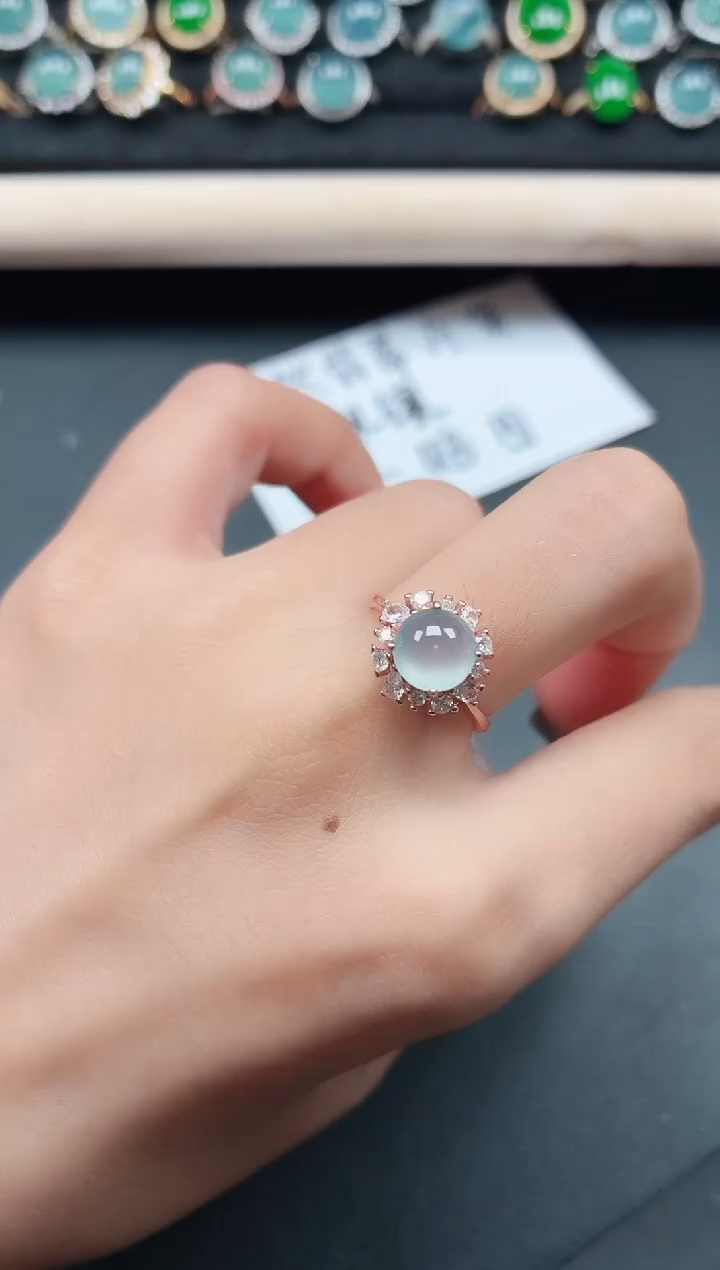 翡翠戒指银S925镶嵌1111111