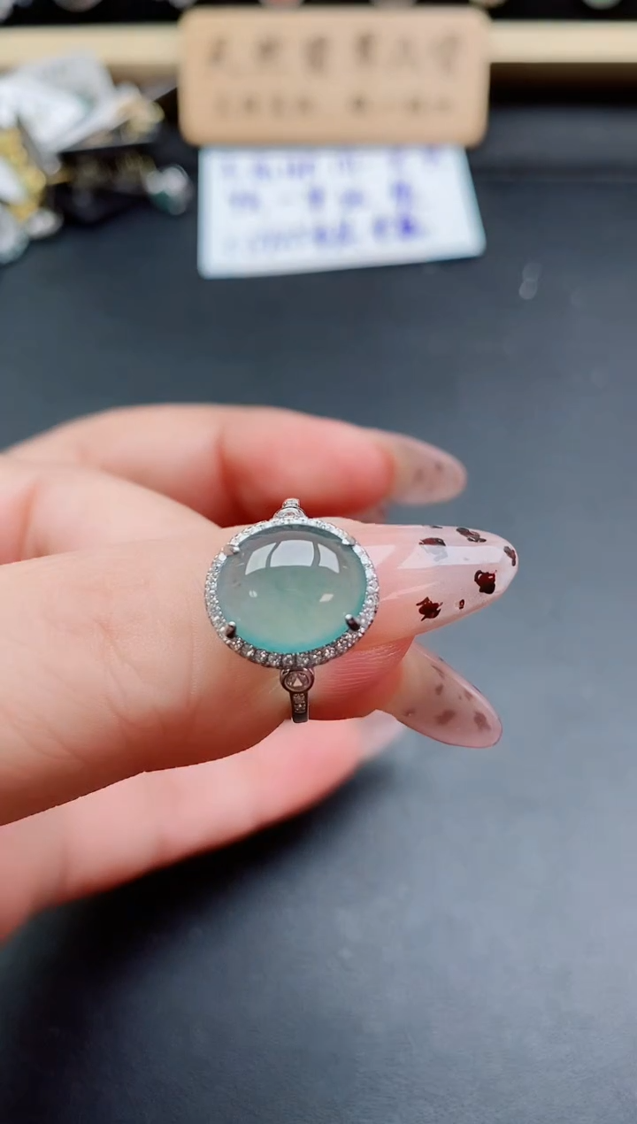 银S925镶嵌戒指翡翠1