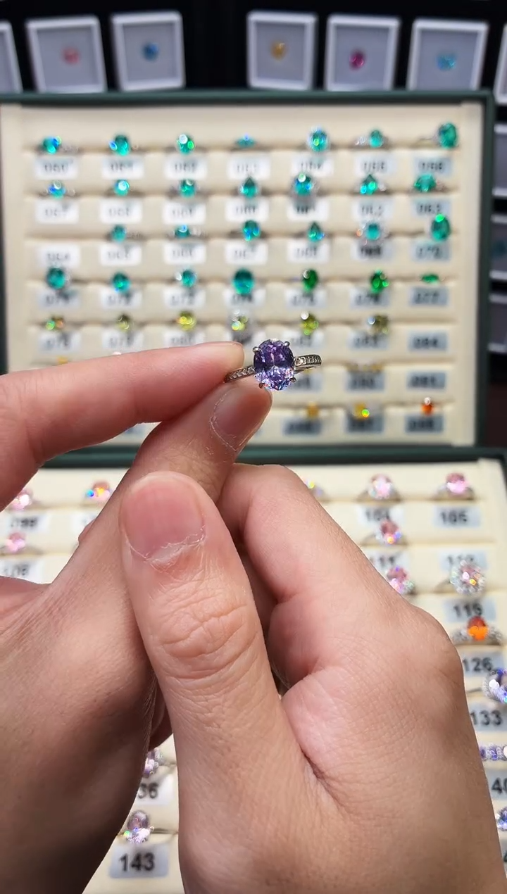 戒指彩色蓝宝石银S925镶嵌1