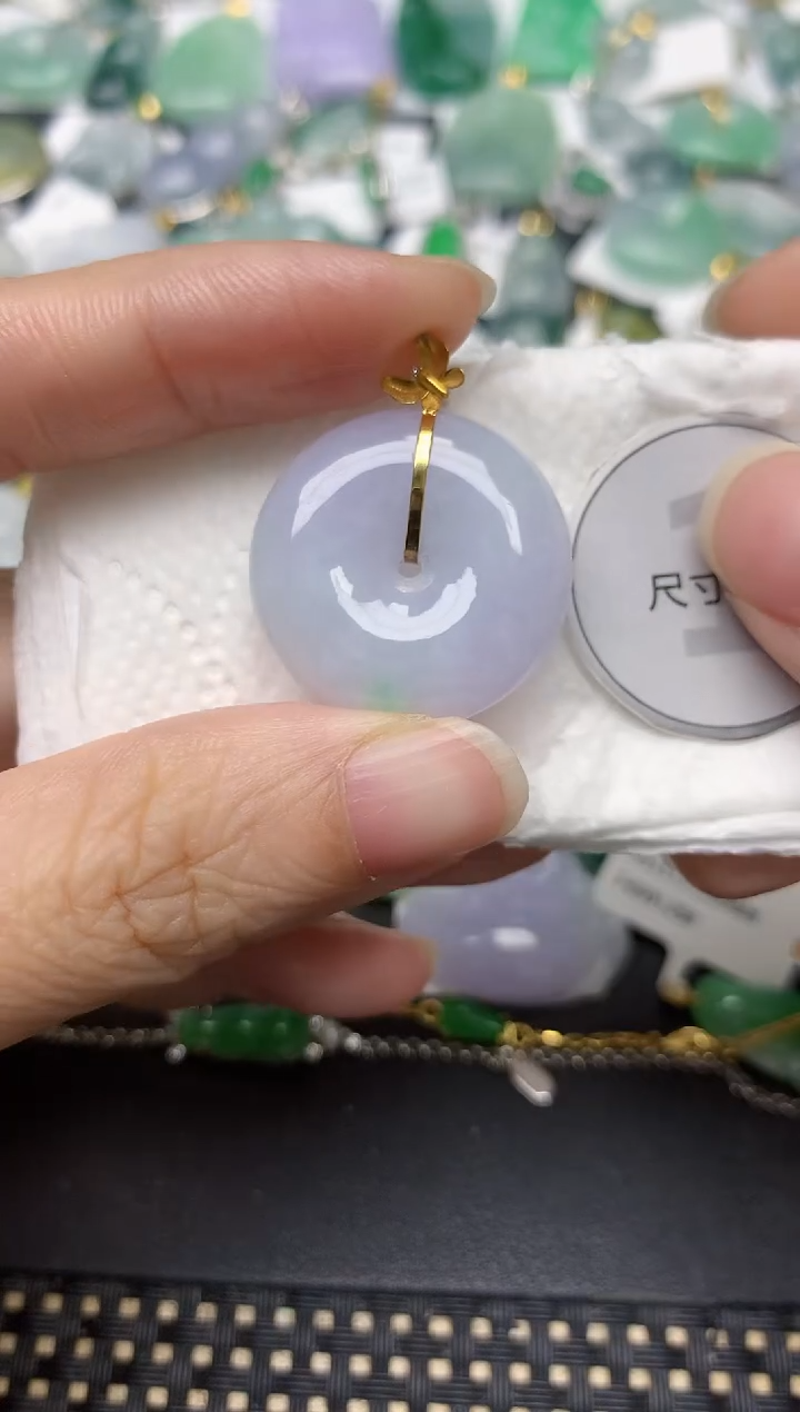 颈饰18K金镶嵌翡翠天然缅甸A货翡翠