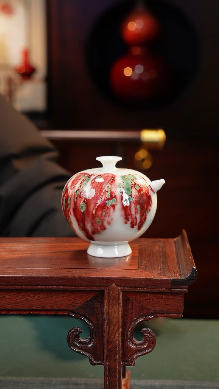 【闪购商品】摆件纯手工原创高温陶瓷〖红包翠釉里红〗