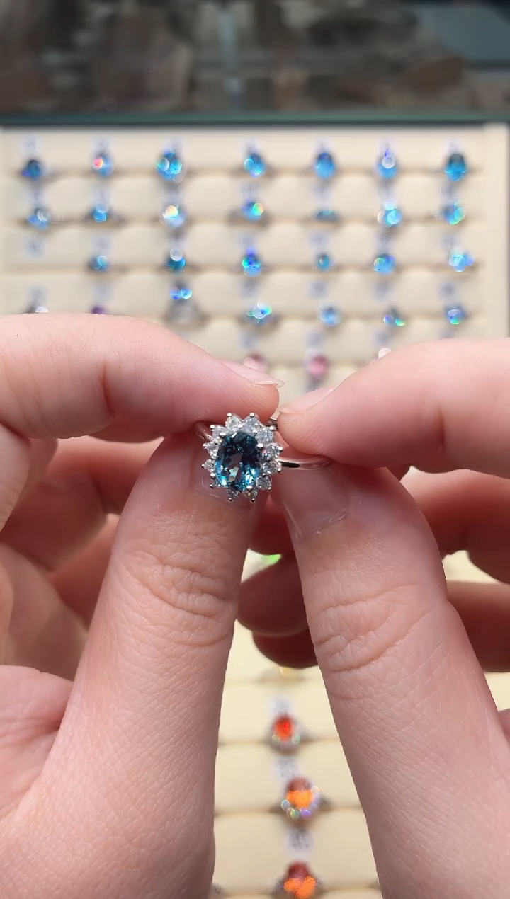 银S925镶嵌戒指海蓝宝石111111