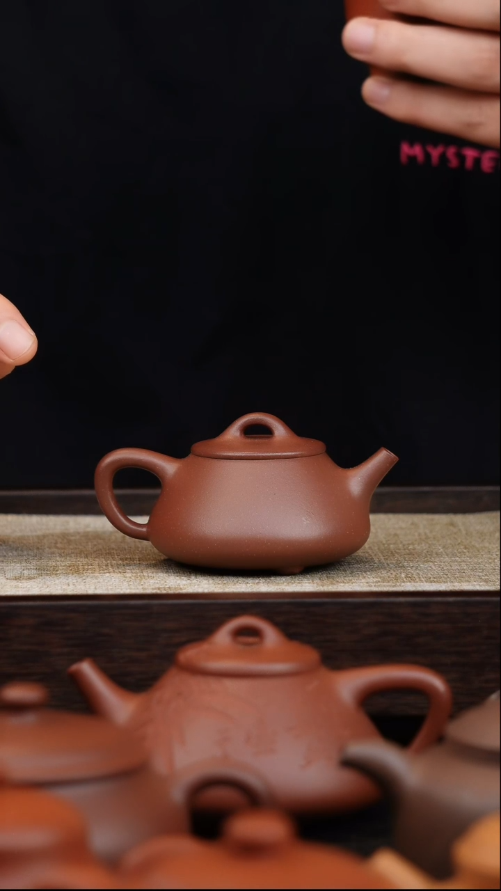 茶壶紫砂微瑕封釉老紫泥平盖石瓢110cc