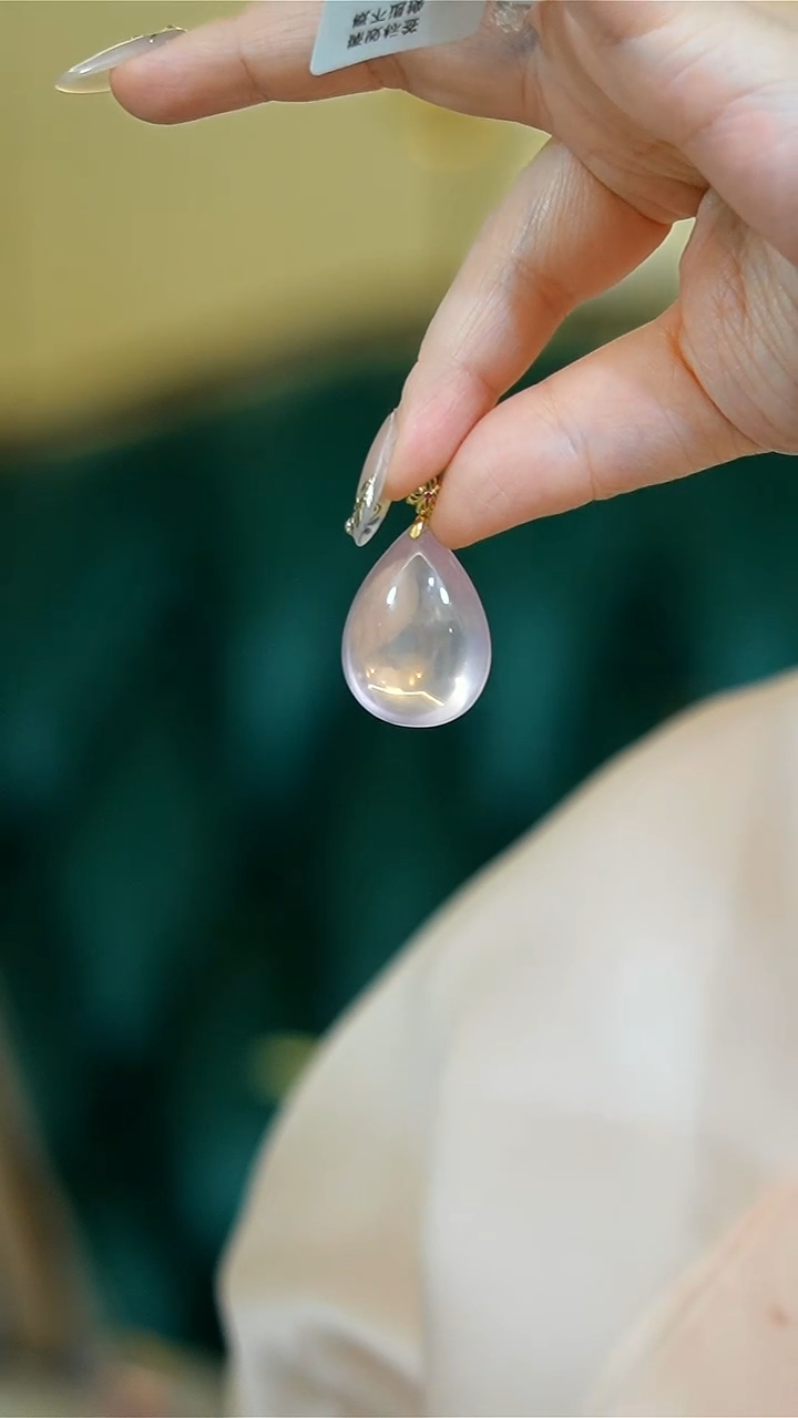 【闪购商品】水晶吊坠18K金镶嵌粉晶18k吊坠