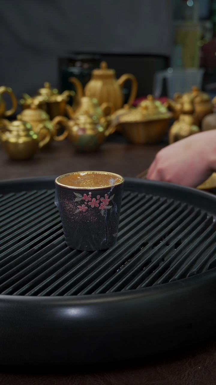 【闪购商品】杯【宜景窑紫砂鎏金】黑墩头杯子