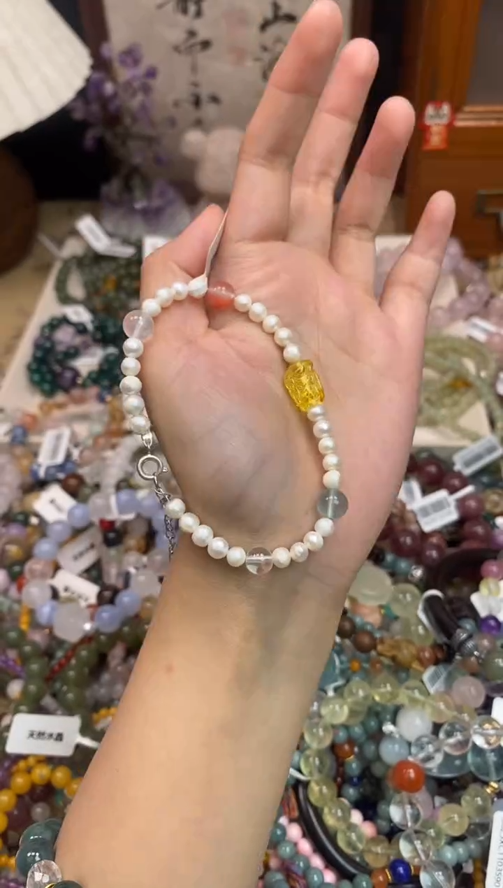 银S925镶嵌手绳淡水珍珠309