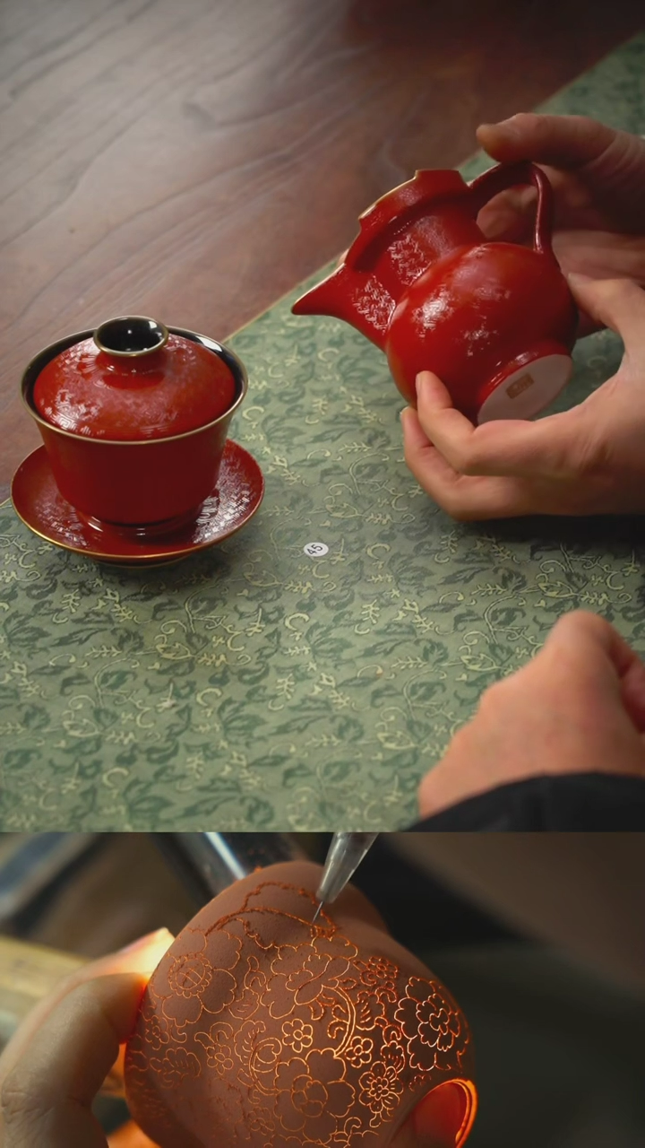 【闪购商品】千年技艺古帛扒花盖碗