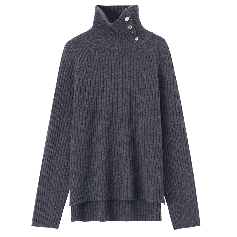 2025新秋冬高领100%绵羊毛女宽松显瘦时尚百搭套头打底羊绒衫