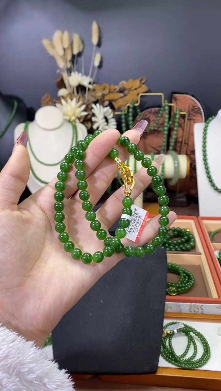 【闪购商品】和田玉（碧玉）颈饰未镶嵌8菠菜锁骨链无矿