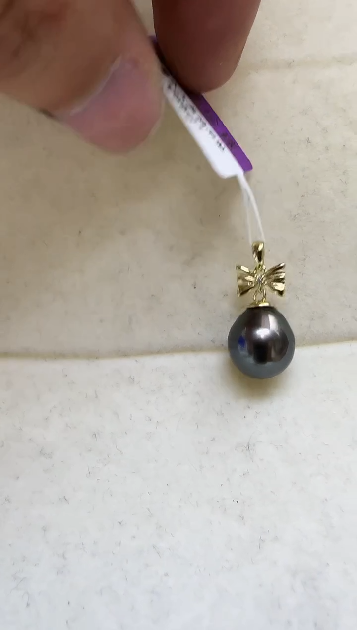 银S925镶嵌海水珍珠吊坠(不含链)大溪地吊坠11mm