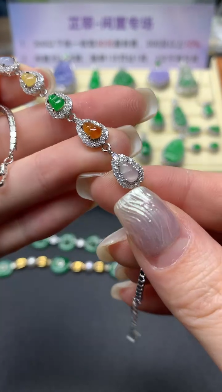 【闪购商品】翡翠手链银S925镶嵌手链|600+60