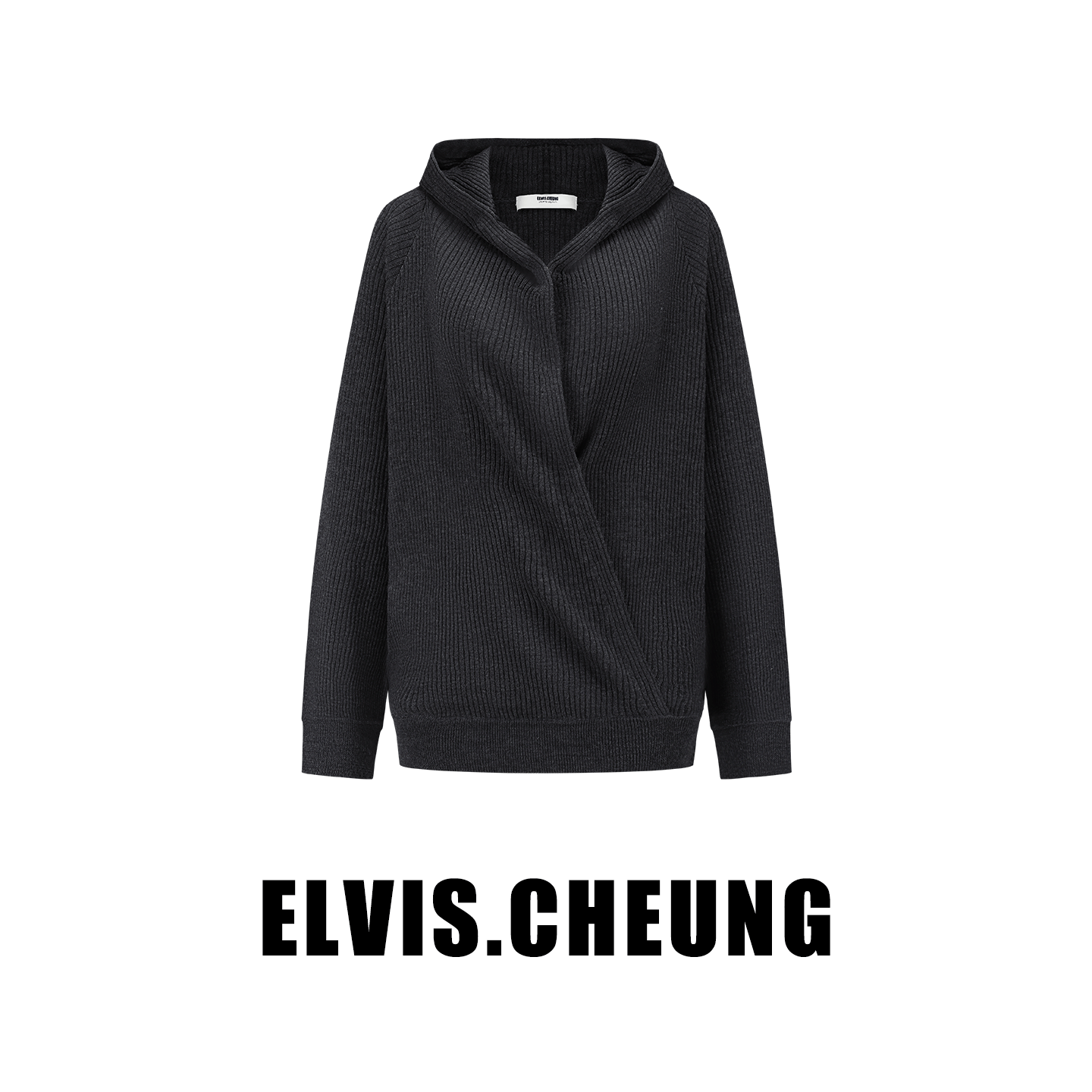 ELVIS.CHEUNG蒋云開運25AW粗坑条连帽套头廓形毛衣