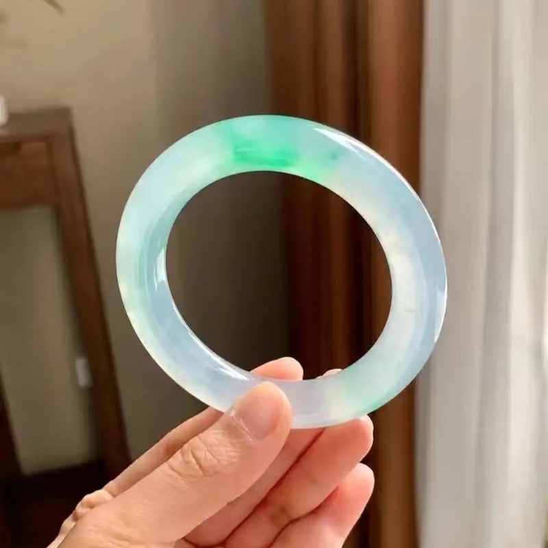 非金属珐琅手镯 时尚高冰飘花阳绿手镯 时尚高冰飘花阳绿手镯