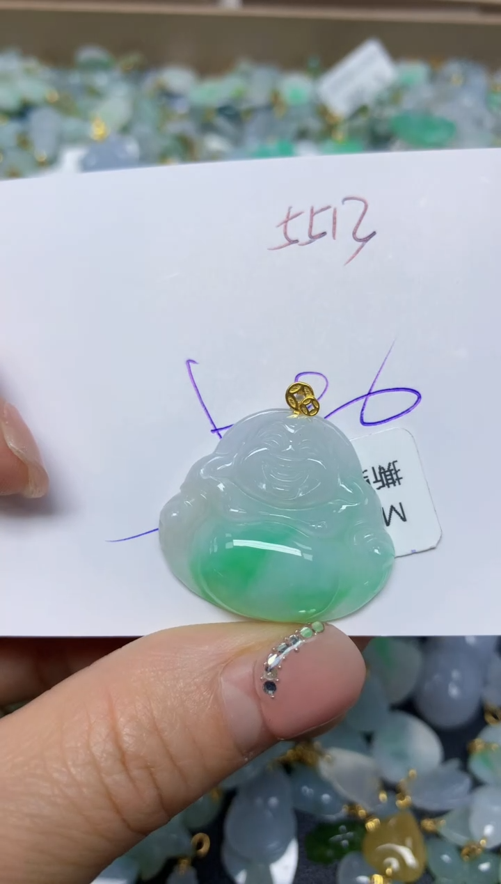 【闪购商品】翡翠挂件18K金镶嵌 天然翡翠A货