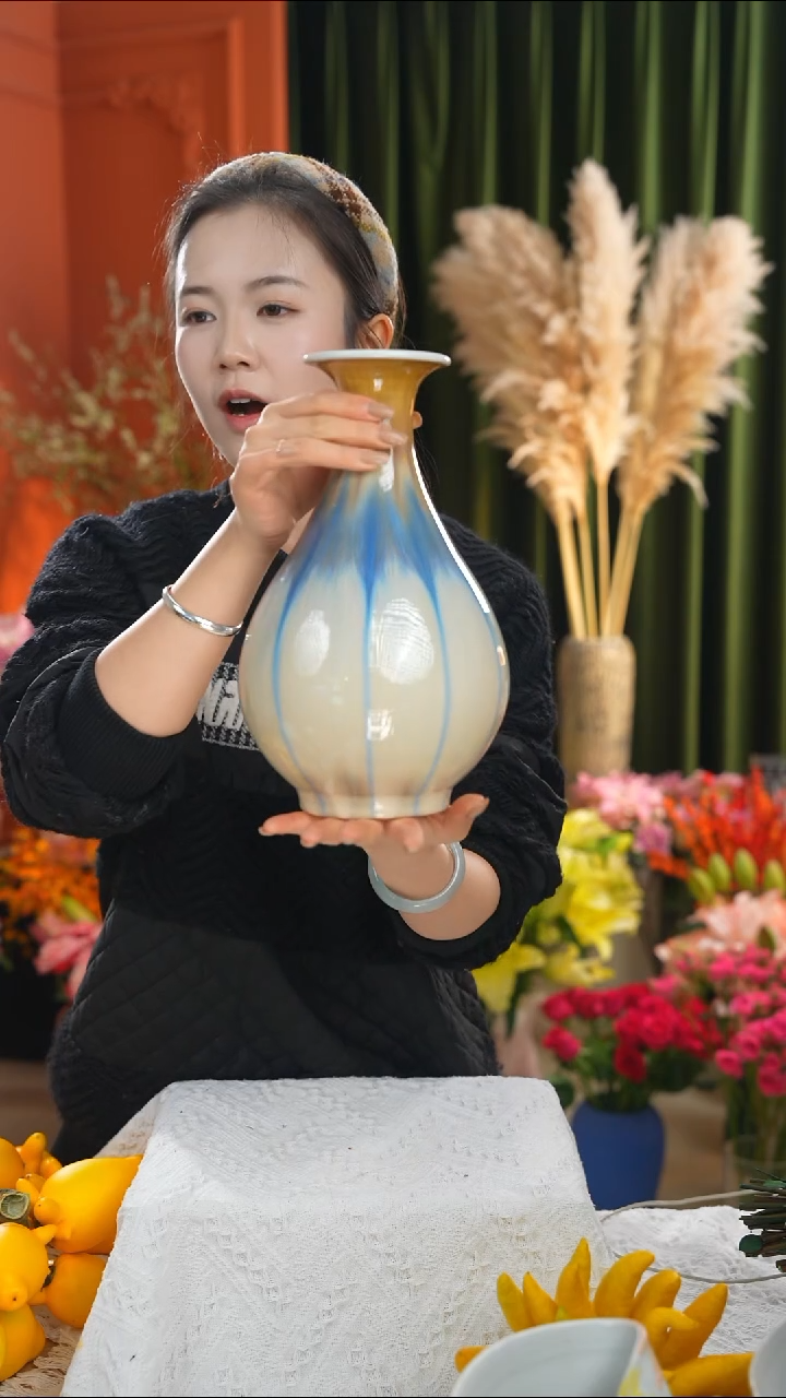 陶瓷花瓶 高温窑变釉玉壶春瓶