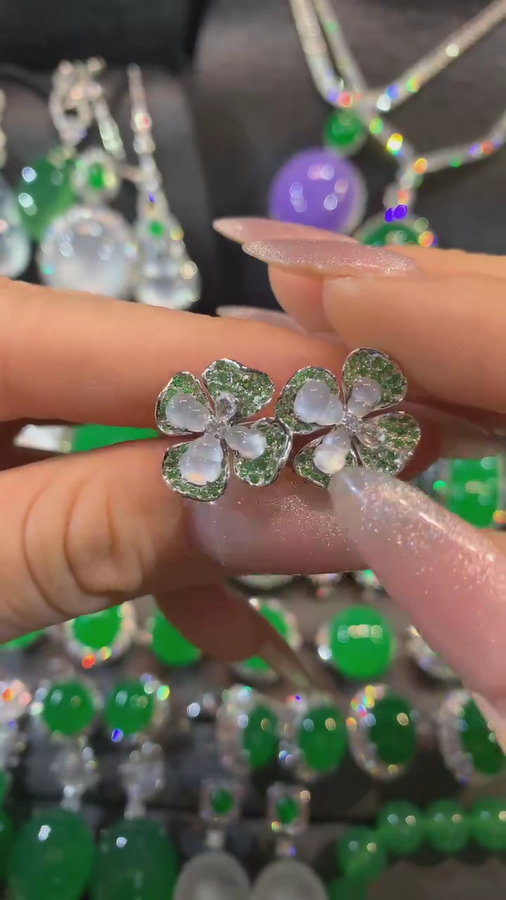 【闪购商品】翡翠耳饰18K金镶嵌耳饰