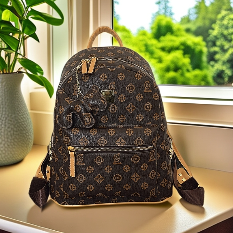 多功能潮流复古轻奢通勤风双肩包女网红拉链暗袋双背百搭ins新款