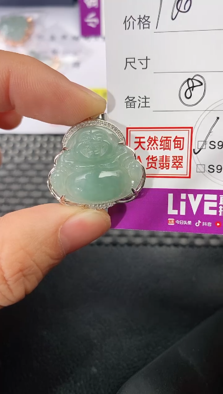 颈饰银S925镶嵌翡翠南**陈挂件