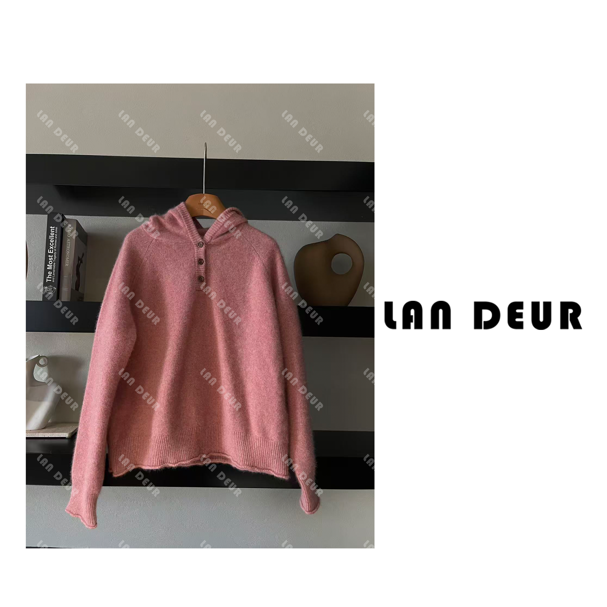 【草莓布朗】浣熊兔毛羊毛衫气质连帽毛衣韩系针织衫女