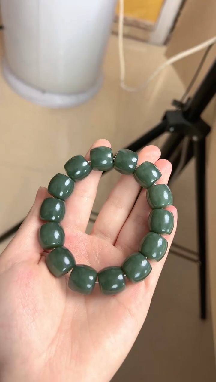 【闪购商品】和田玉手链未镶嵌新疆和田玉且末蓝齐切手串16