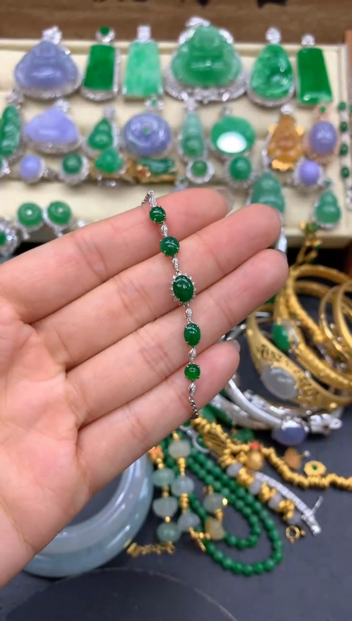 【闪购商品】翡翠手链18K金镶嵌473-中国好珍宝