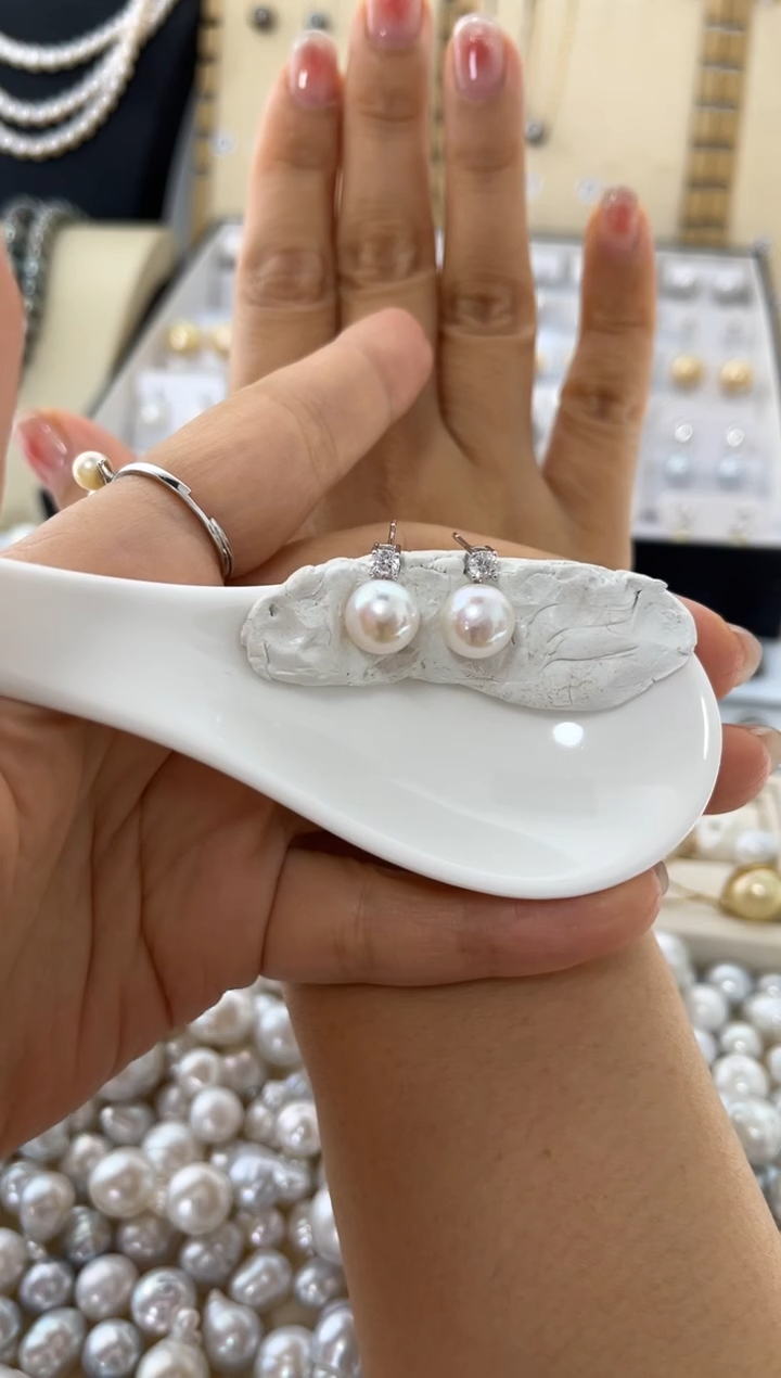 银S925镶嵌淡水珍珠耳饰淡水珍珠耳饰